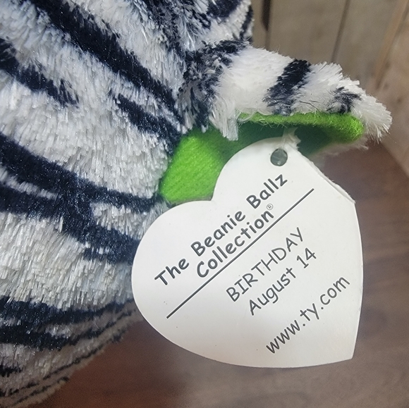 Ty BEANIE BALLZ OASIS Zebra Plush Toy 12" - Picture 7 of 7